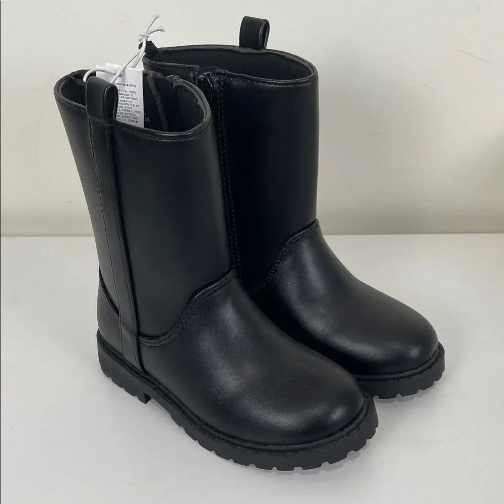 NWT Black Faux Leather Boots Todder Girls 9 Old Navy Zip Up